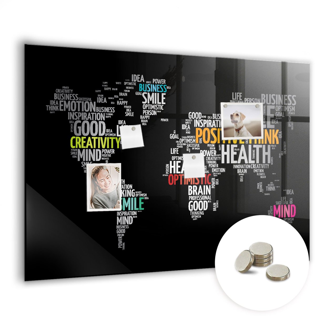 Coloray Glazen Magneetbord - Magnetisch Bord Citroenen - 100x70 cm - Zwart Magneetbord - Magnetic Board - Keuken Decoratie