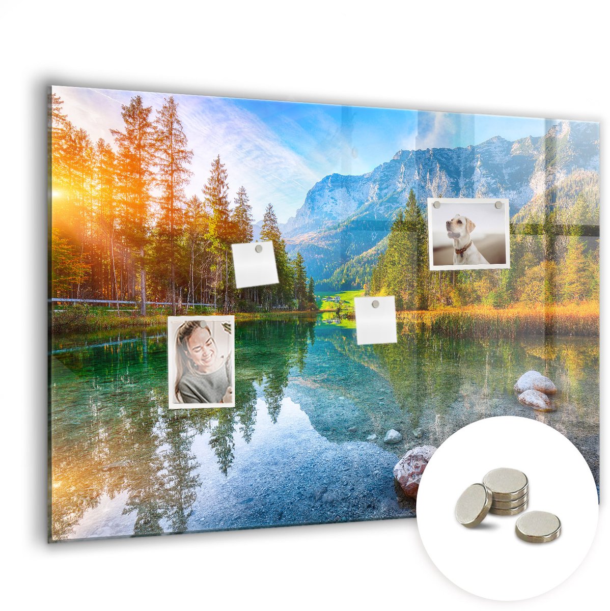 Coloray Glazen Magneetbord - Magnetisch Bord Abstracte inscripties - 100x70 cm - Veelkleurig Magneetbord - Magnetic Board - Glazen Magneetbord