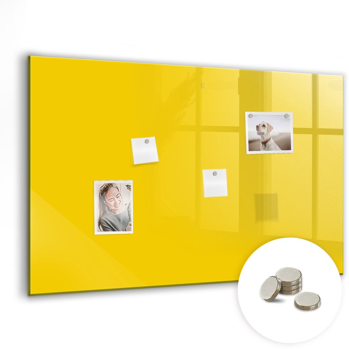 Coloray Glazen Magneetbord - Magnetisch Bord Glas wijn - 90x60 cm - Geel Magneetbord - Magnetic Board - Keuken Decoratie