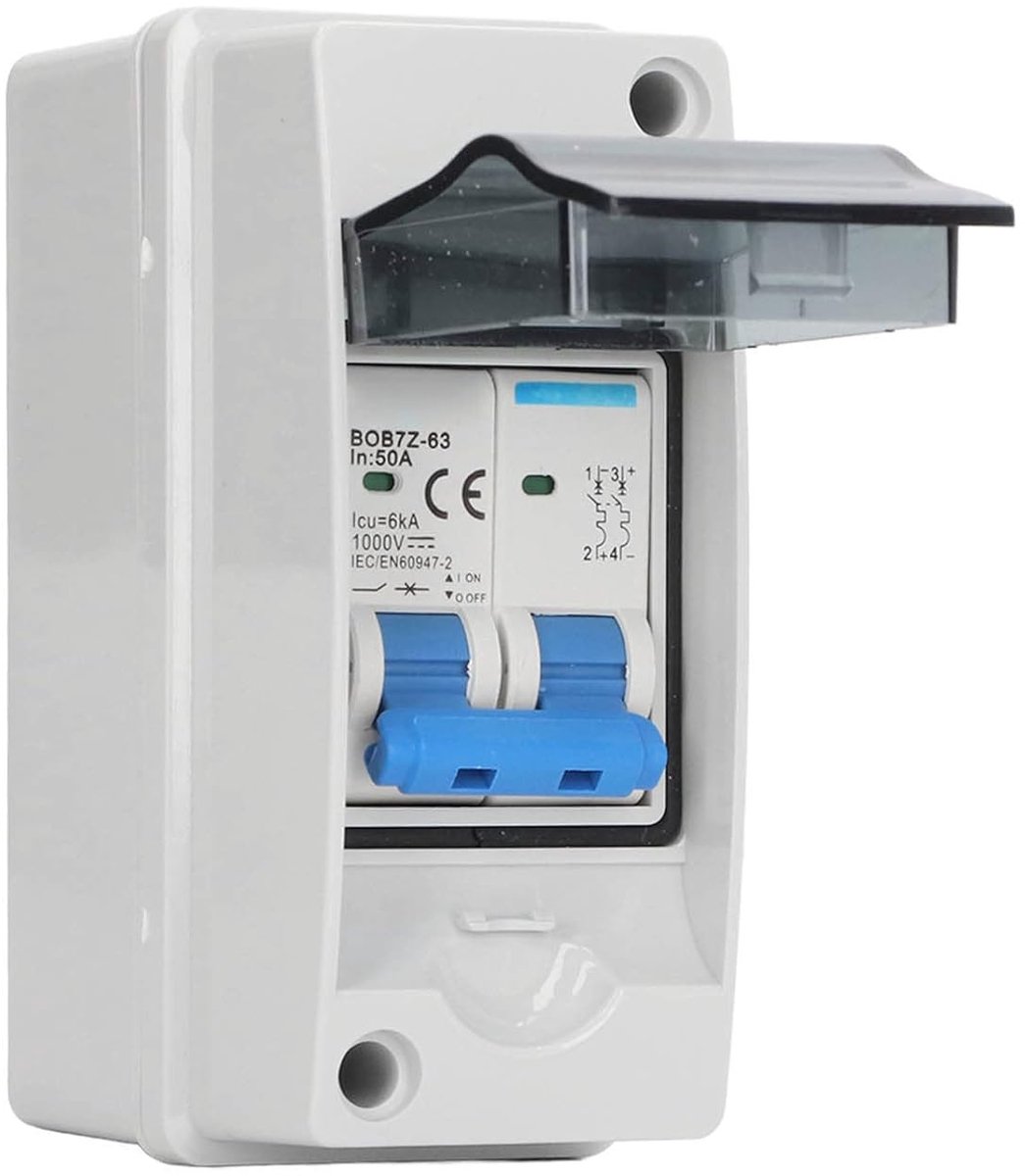 SnelShoppen - DC Disconnect Switch 1000V 50A Zonne-energie Verdeeldoos IP65 Waterdicht voor Zonnepaneel en Inverter - Voordelig voor Thuis, Caravan en