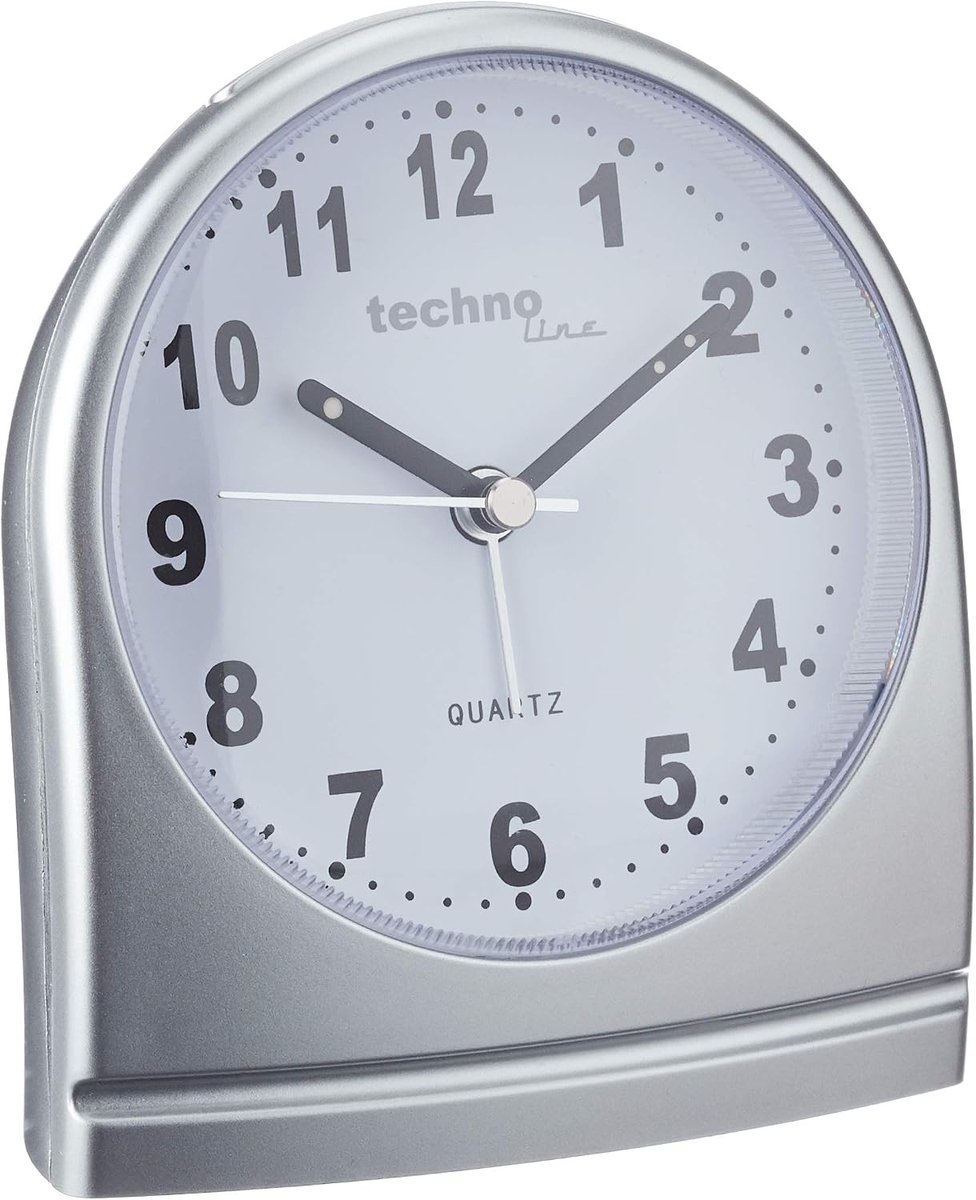 SnelShoppen - Quarzwecker Analog met Schleichende Sekundenzeiger, Verlichting, Nachtluminiserende Wijzers, Zilver, 95 x 56 x 110 mm voor Thuis en Kant