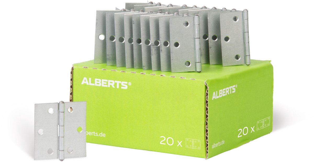 Alberts 850265 scharnier | vierkant | elektrolytisch geel verzinkt | 51 x 51 mm | set van 20