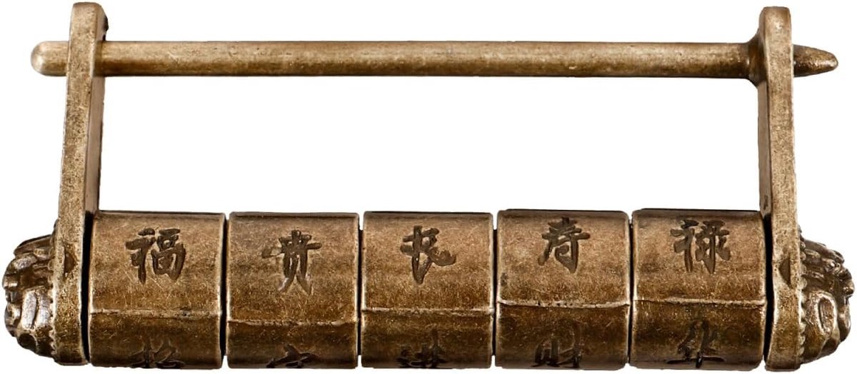 SnelShoppen - Antieke Chinese vintage combinatie slot, padlock voor sieraden doos en kast, duurzaam zinc, exclusief en antiek design, veilig en stijlv