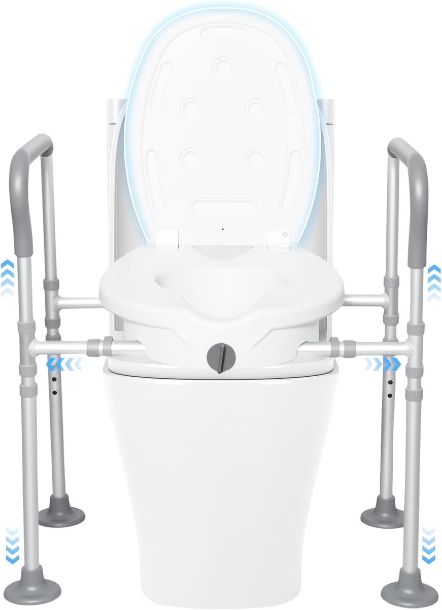 Verstelbare toiletverhoger voor volwassenen met deksel, ideaal voor senioren en verhoogd comfort