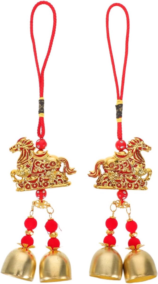 SnelShoppen - 2 stuks Chinese Nieuwjaar Paard Ornamenten 2026 Geluksbrenger Windgong Hanger Decoratie voor Bloempotten Bonsai Voorjaarsfeest