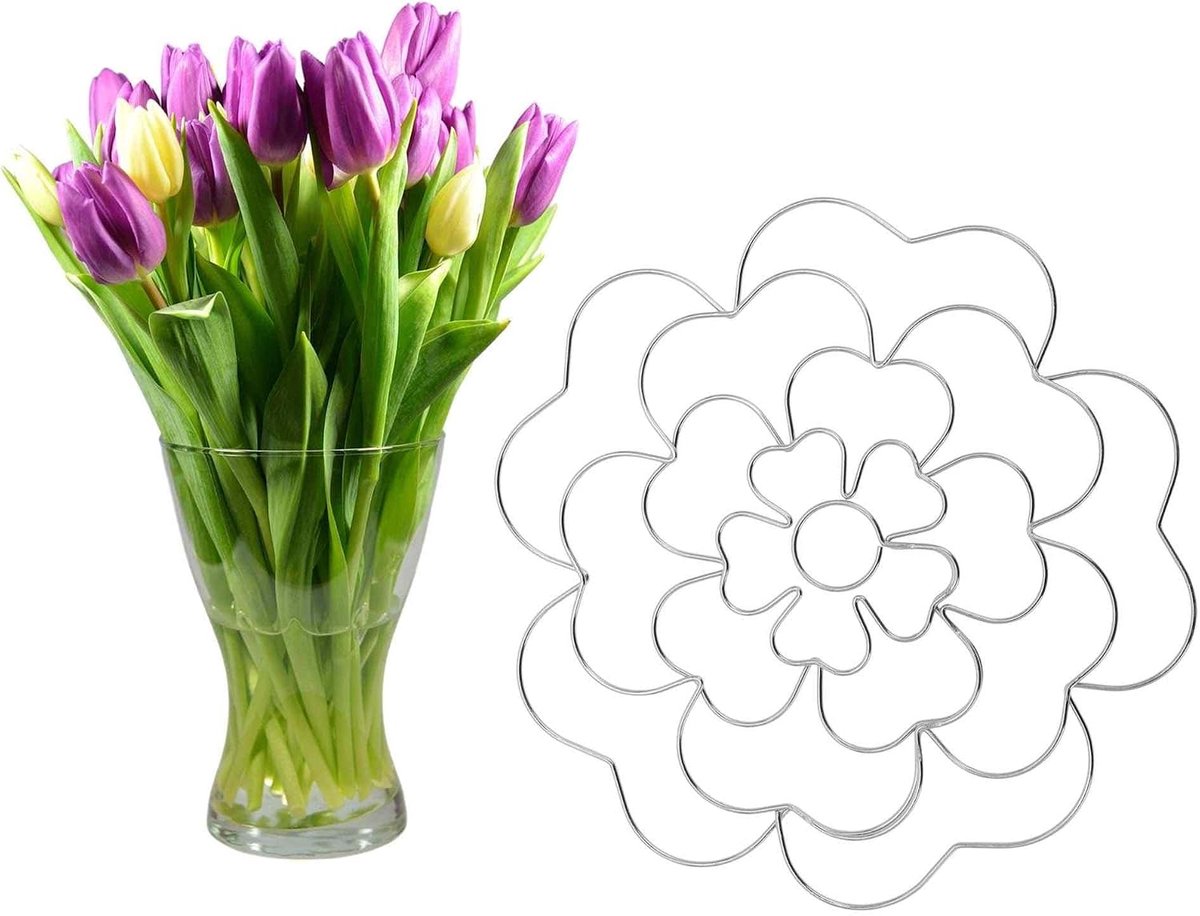 SnelShoppen - Flower Arrangement Holder, Bloemenhouder met Bloemennet voor Vaas, Bloemenorganizer, Zilver, 12 cm - Perfect voor Feesten en Tuin