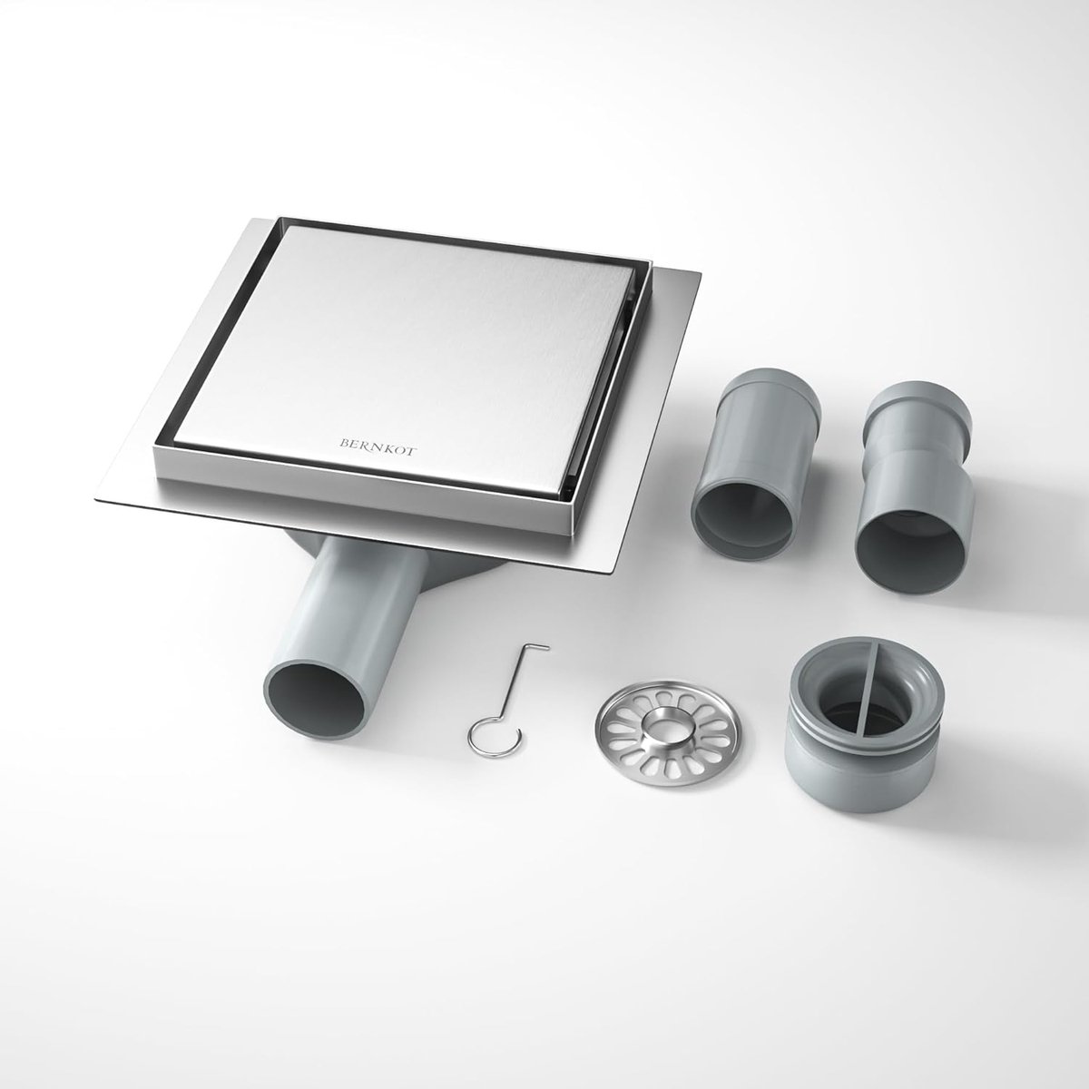SnelShoppen - Doucheafvoer 15 cm, RVS, 2-in-1 Vloerafvoer met 360° Sifon, Verbeterde Waterdichting en Haarfilter, Inclusief 2 Afvoeradapters