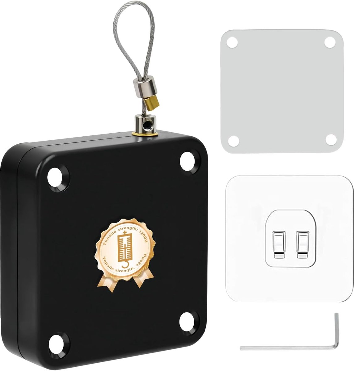 Automatic Door Closer, Black, 1.2 m No Drilling, 1200G Pull, Door Closer with Adjustable Lock and Anti-Fray Metal - ShopVlot