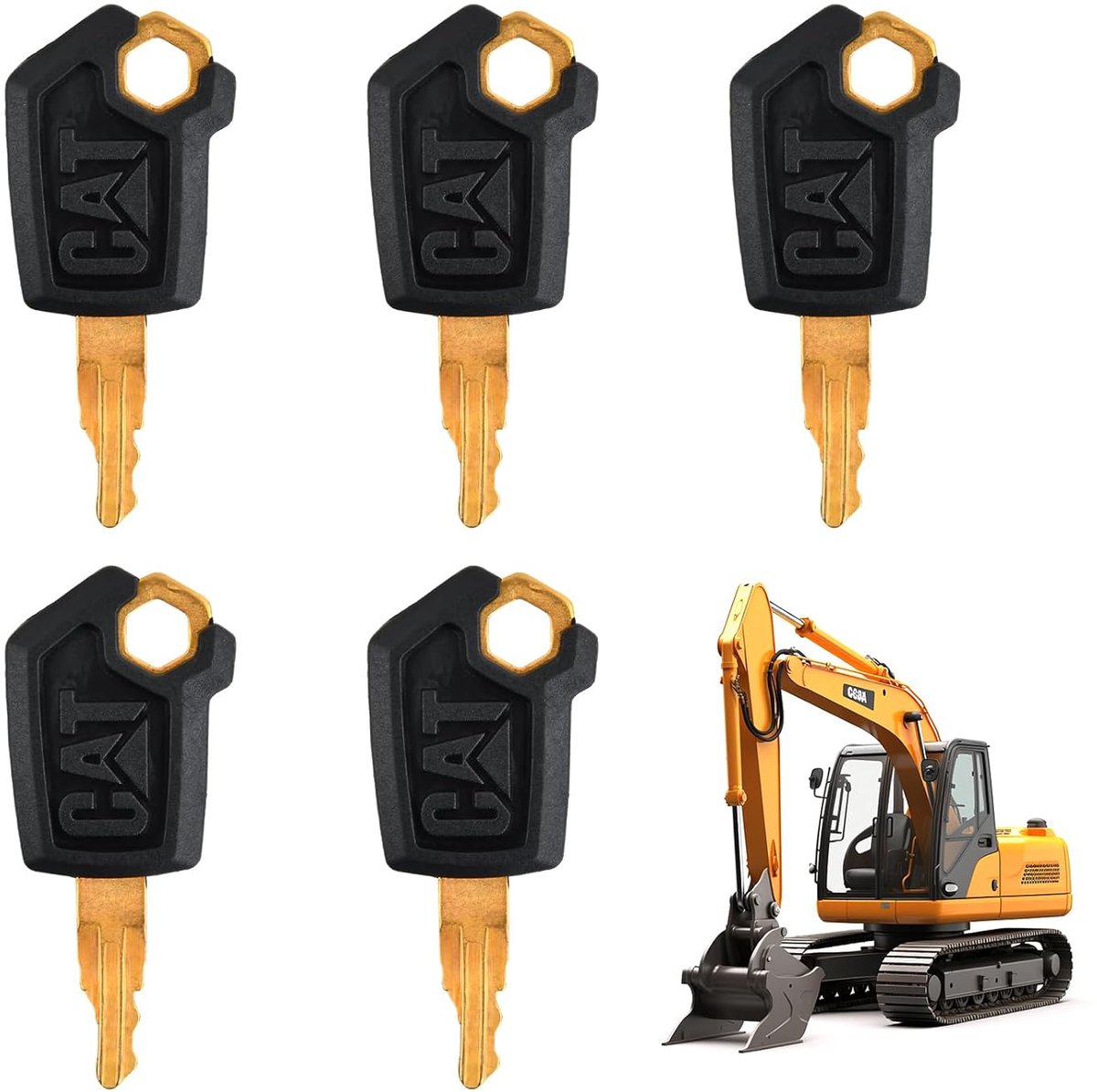 SnelShoppen - 5 Pcs 5P8500 Vervangingssleutelset, Universele Sleutel voor Grondverzetmachines, Stevige Constructie, Geschikt voor Excavators, Trucks,