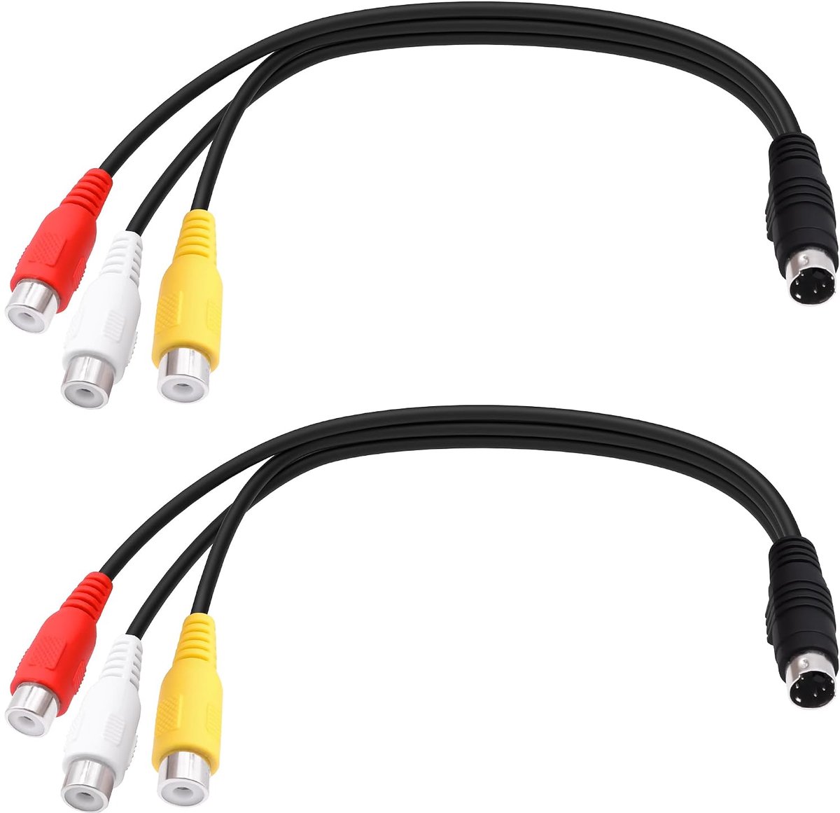 SnelShoppen - 4 Pin S-Video naar 3 RCA AV Video Kabel, Mini Din 4 Pin SVHS Mannelijk naar 3 RCA Vrouwelijk, Video Adapter Kabel voor TV, Projector, Du