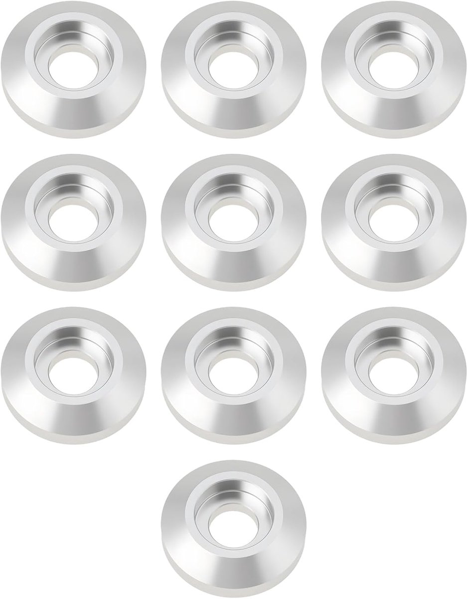 SnelShoppen - 10Pcs Zilver M8 Lastverdelende Conische Wasmachines voor Auto Modificaties Klemmen - Geanodiseerd Zilveraluminium - Lichtgewicht en Roes