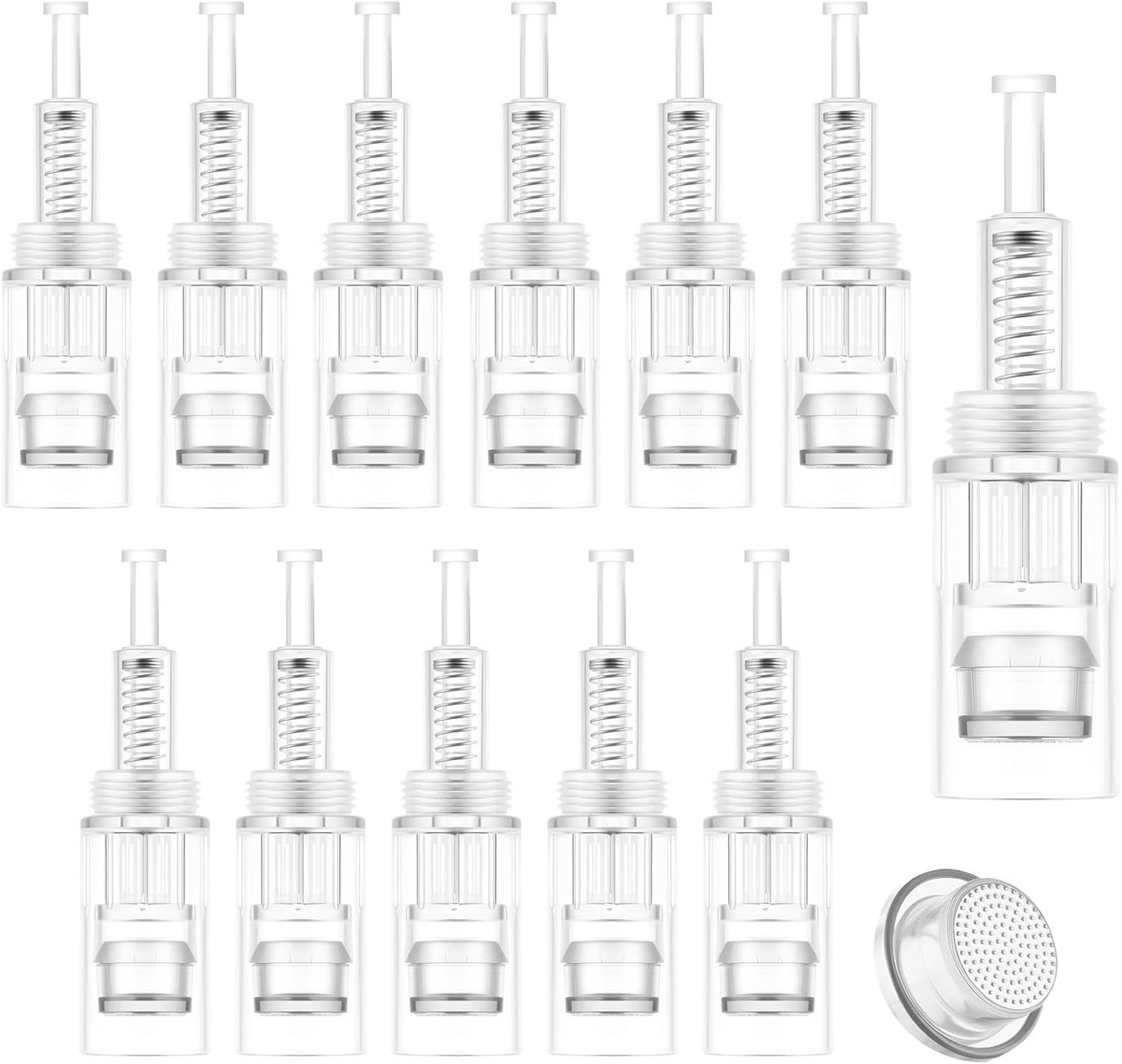 SnelShoppen - LOPHE Nano Pin Vervangings Micro Naald Cartridges, 12 Stuks Schroef Type Nano Naald Tip Vervangingskop voor Zachte Huidverzorging, Vocht