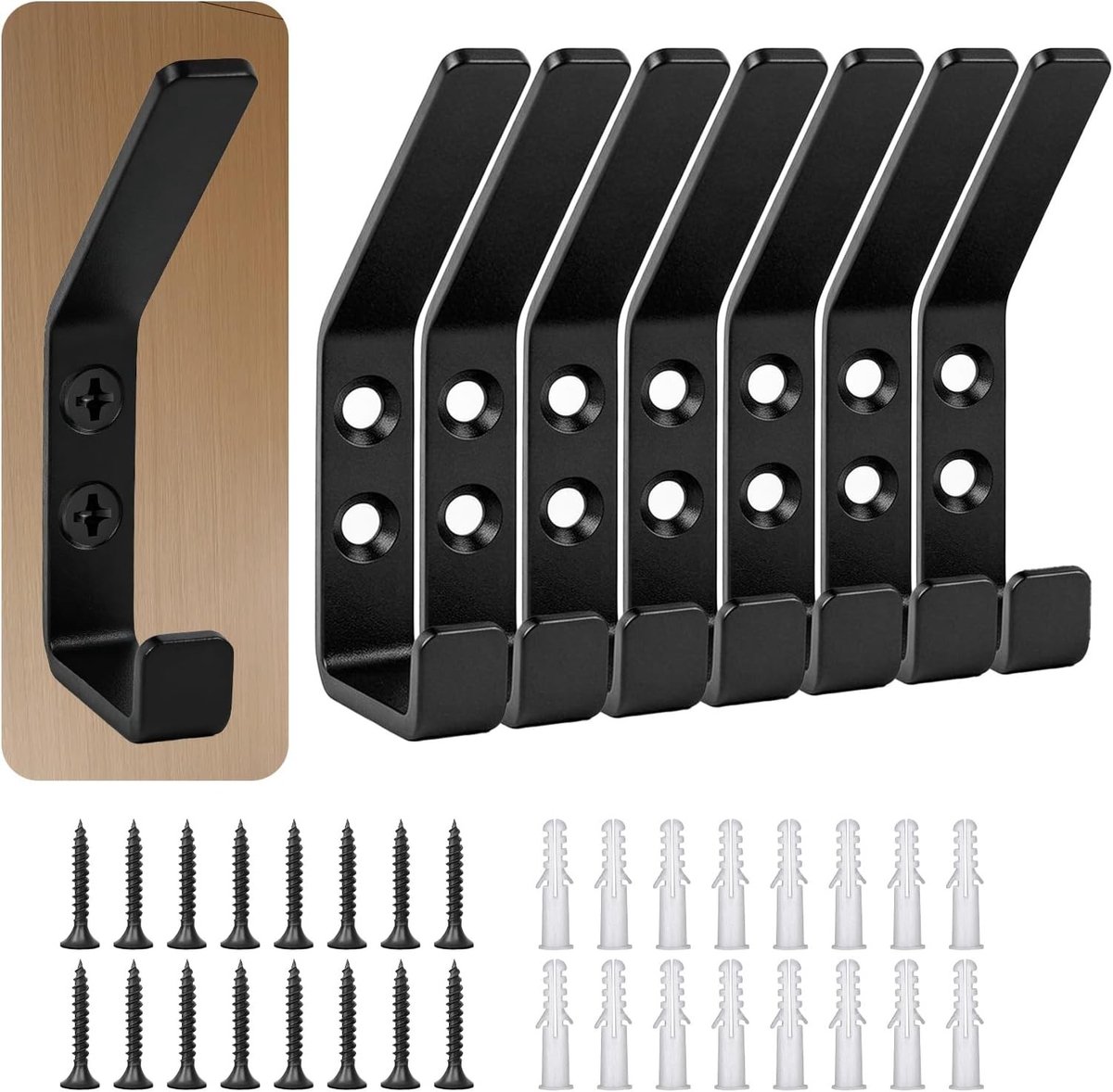 Kledinghaken voor Akoestische Panelen - Zwart - 88 x 36 x 13 mm - Metalen Haken voor Wandpanelen - Voor Jassen en Accessoires
