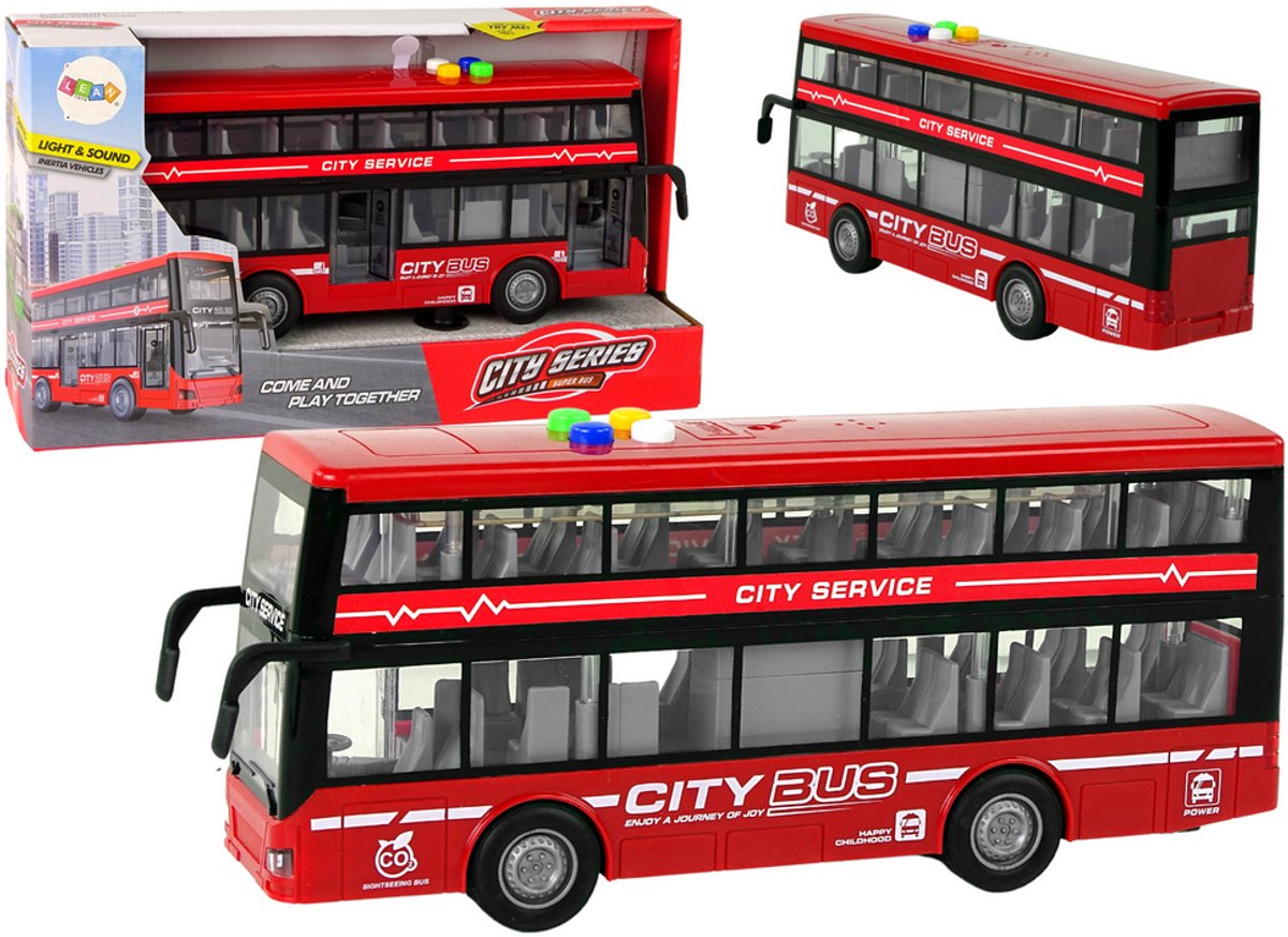 Op batterijen werkende dubbeldekkerbusverlichting Klinkt wrijvingsaandrijving Rood - UNI