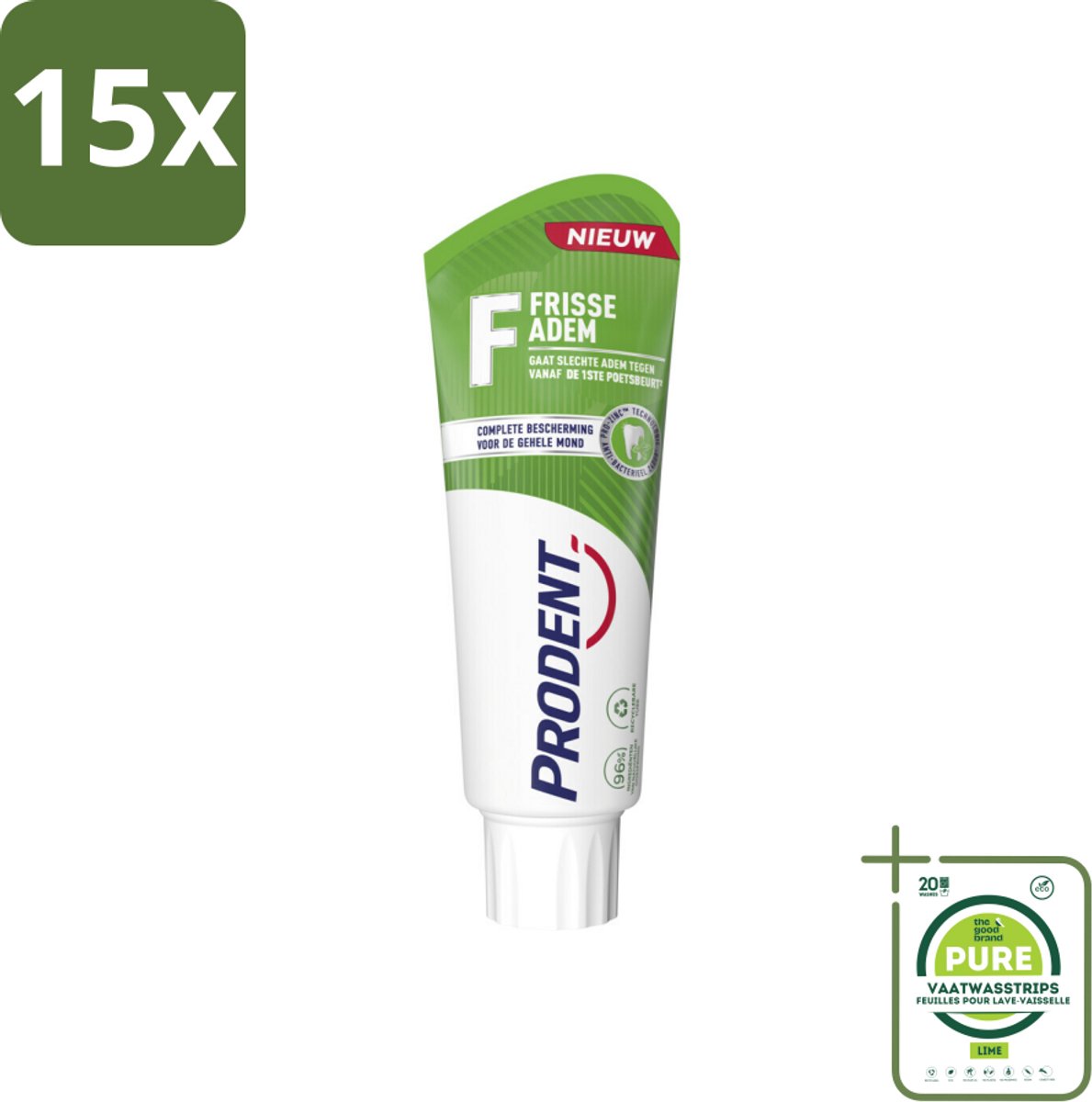 15 x Prodent – Tandpasta – Frisse Adem – Pro-Zinc Technologie - Grootverpakking - Slechte Adem - Frisse Adem - Tandpasta - Antibacteriële Tandpasta - Pro-Zinc