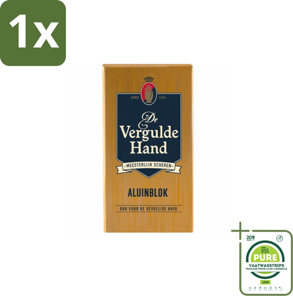 1 x Vergulde Hand - Aluinblok - 75gr - Aluminiumblok - Scheerwondje - Bloedstilstand - Huidverzorging - Scheerirritatie