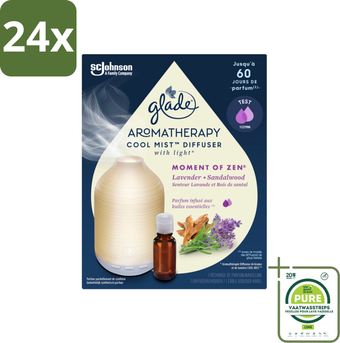 Glade – Aromatherapy Mist Diffuser – Starterpakket – Houder + Moment of Zen Navulling - 17,4 ml - Voordeelverpakking - 24 stuks - Aromatherapie - Ontspanning
