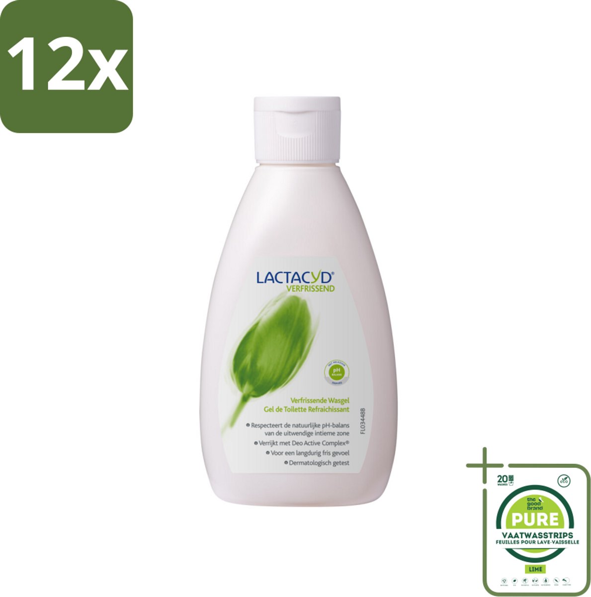 Lactacyd – Verfrissende Wasgel - 200 m - Voordeelverpakking - 12 stuks - Intieme wasgel - Frisse intieme wasgel