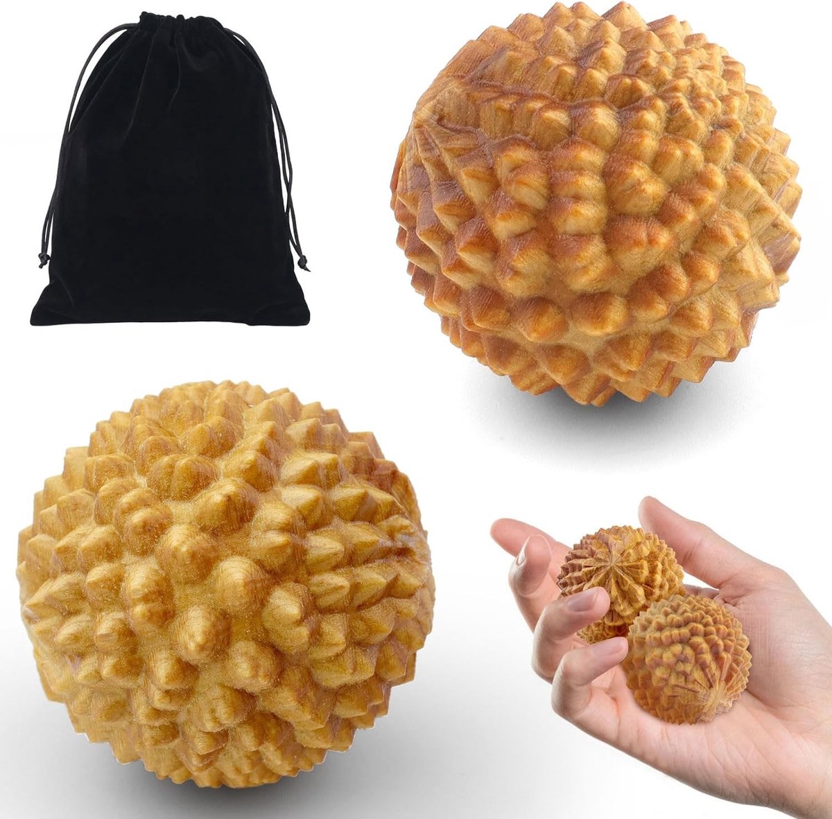Massageballen - Houtkleur - 4,3 cm - Handmassagebal van Thuja-hout voor Stressverlichting - Voor Iedereen