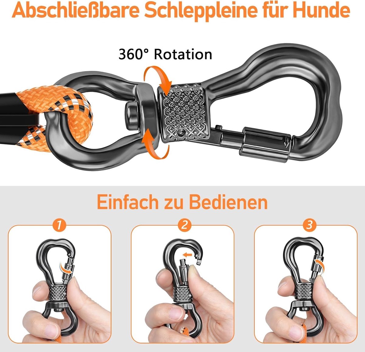 Honden Sleeplijn - Oranje - 30 m x 8 mm - Sterke Nylon Trainingslijn met Zachte Handgreep - Voor Middelgrote en Grote Honden