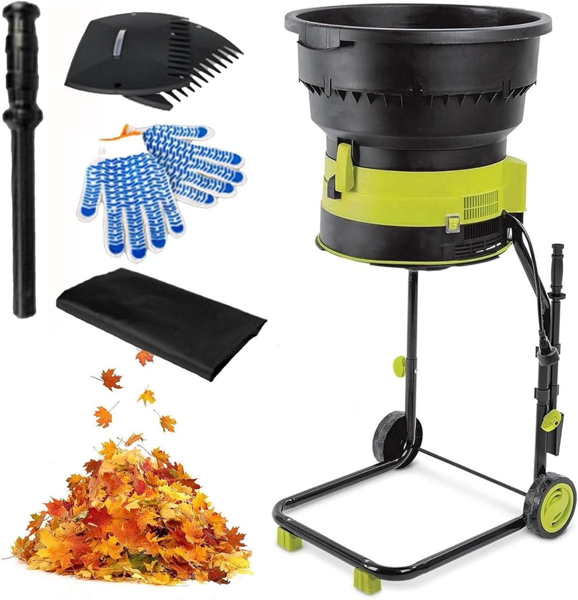 Elektrische Bladversnipperaar - Tuin Mulcher Composteer - Tuinafval Verwerken - Bladloze Technologie - 30 cm - Zwart