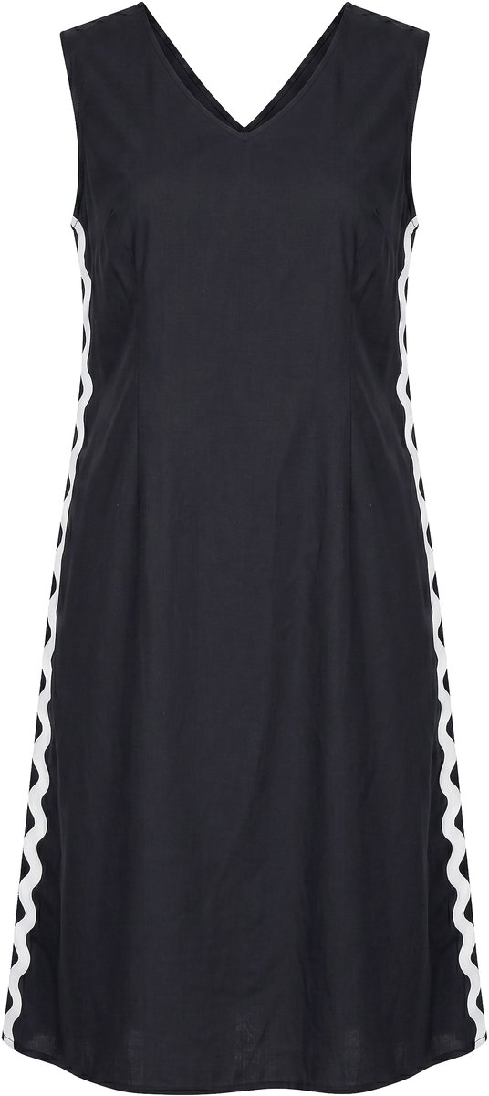 Angel of Style - Dames - Maxi-jurk A-lijn golvende band aan de zijkant - Zwart - Maat 60