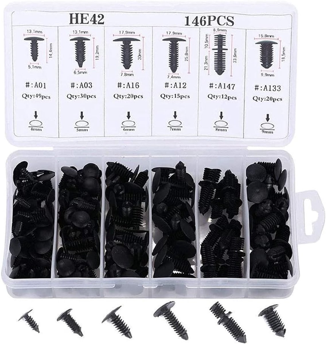 SnelShoppen - 146 Stuks Auto Plastic Rivets Fasteners Push Type Pin Rivets Clips Trim Kit - Nylon Materiaal voor GM Auto's - Hoogwaardige Bevestiging