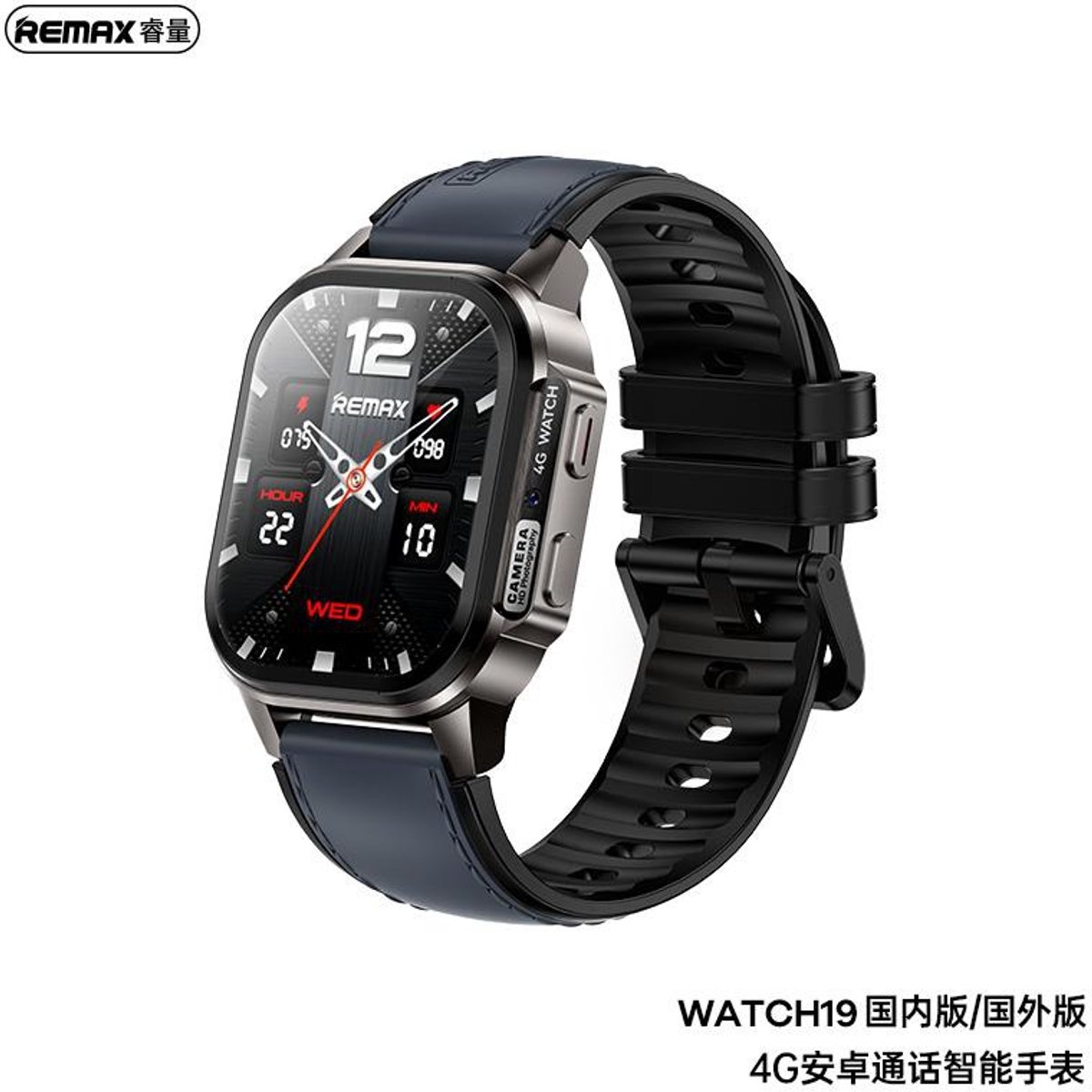 Remax WATCH19 - Smartwatch - 4G - Android - 2GB + 16GB - Bellen zonder telefoon - Zwart