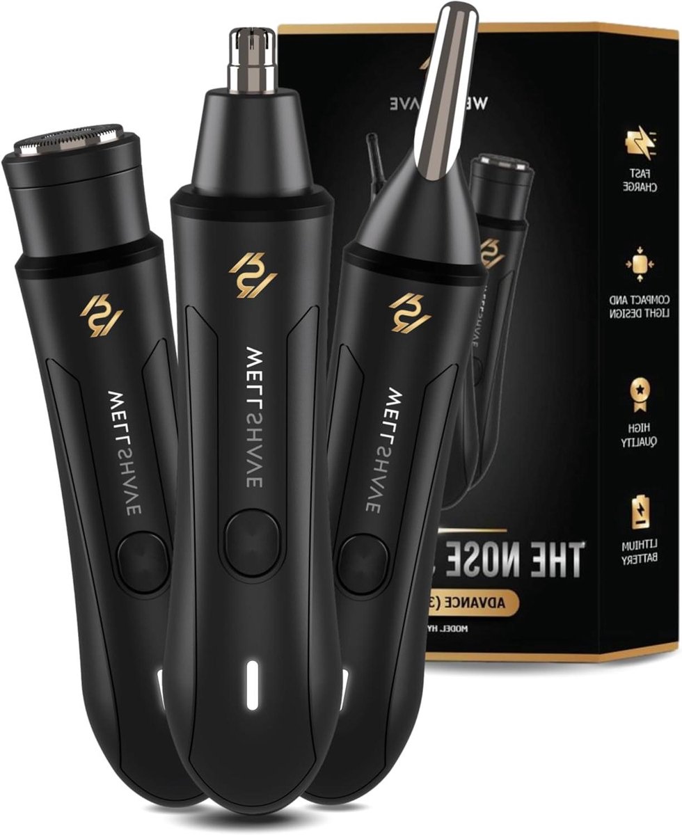 Neustrimmer 3-in-1 - Gezichtsverzorger - Verzorgd Uiterlijk - Precisie Trimmer - 16.6 cm - Zwart