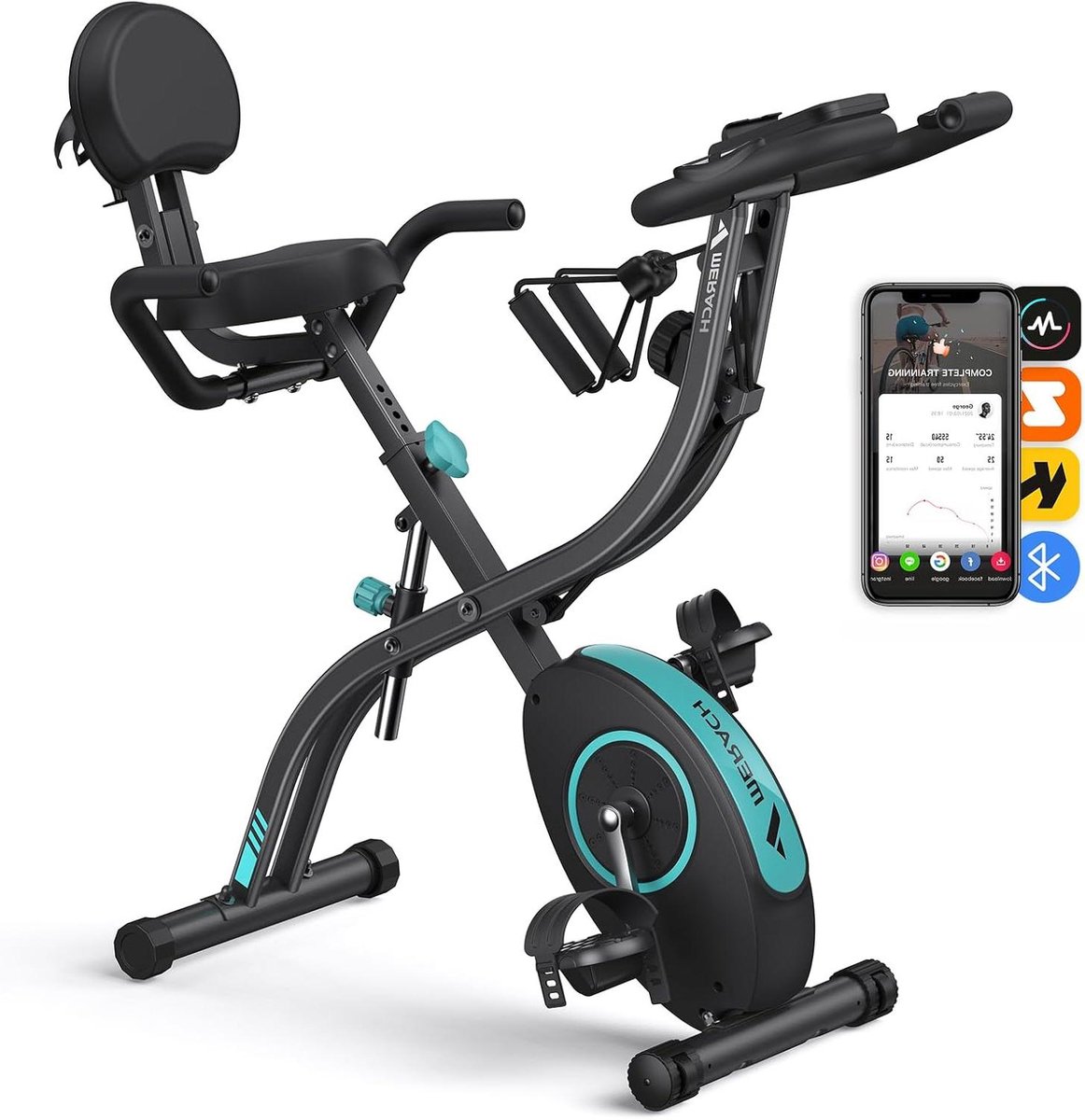 Hometrainer Fiets - Opvouwbaar Hometrainer - Fitness Thuis - 16 Weerstandsniveaus - 136 kg Max - Zwart