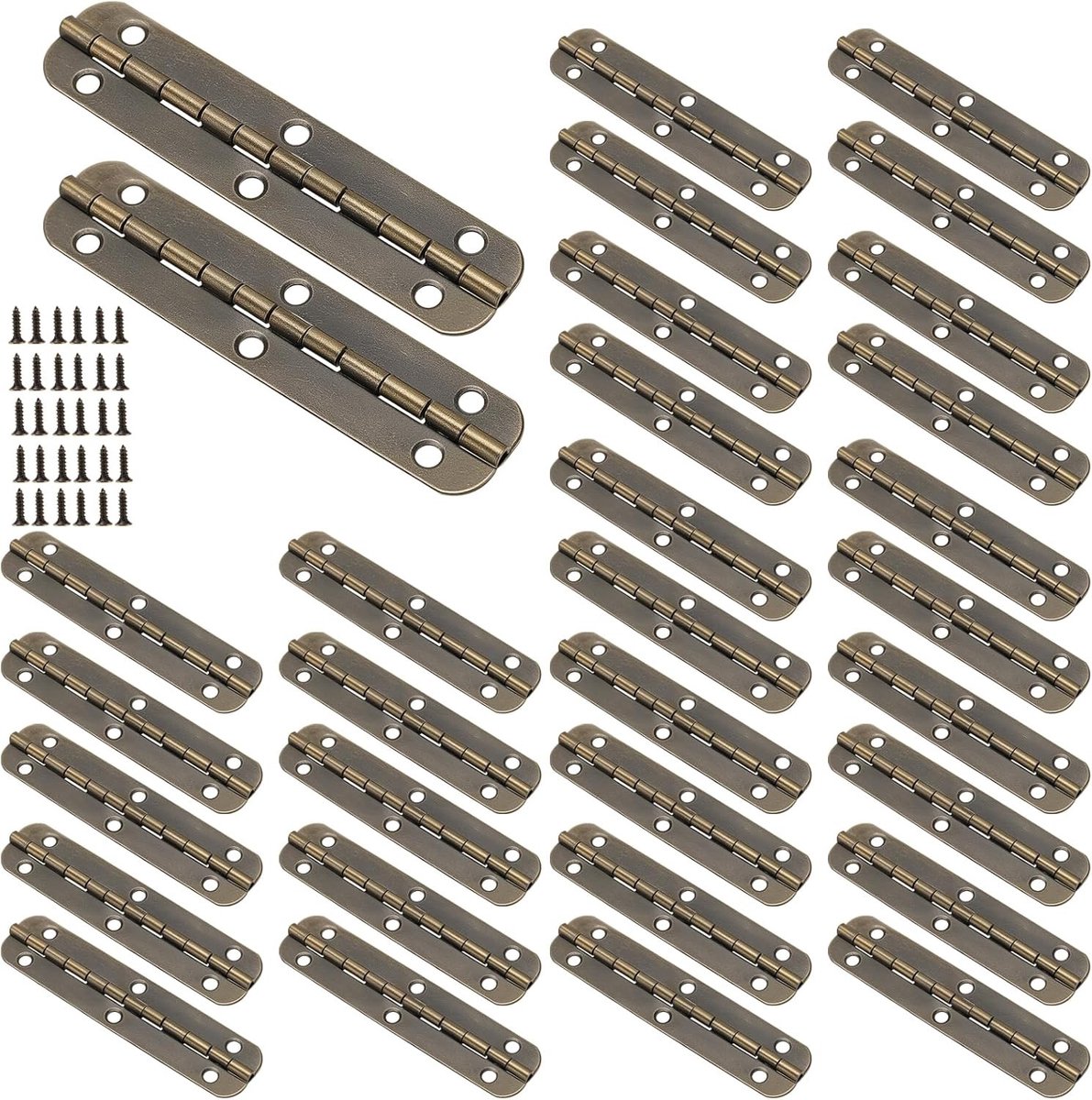 Pack van 30 Piano Tapes met Schroeven - 6 x 1.5 cm Mini IJzeren Scharnieren in Antiek Brons - Mini 90 Graden Sieraden Scharnieren voor Sieraden Dozen - DIY Projecten of Meubels