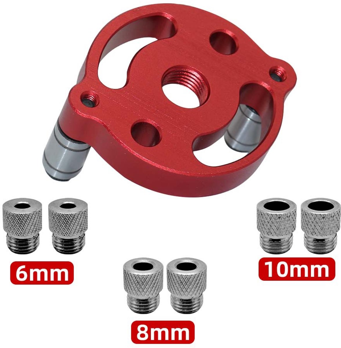 Houtbewerking Center Finder Kit, Boorgeleider met 6/8/10mm Boorbits