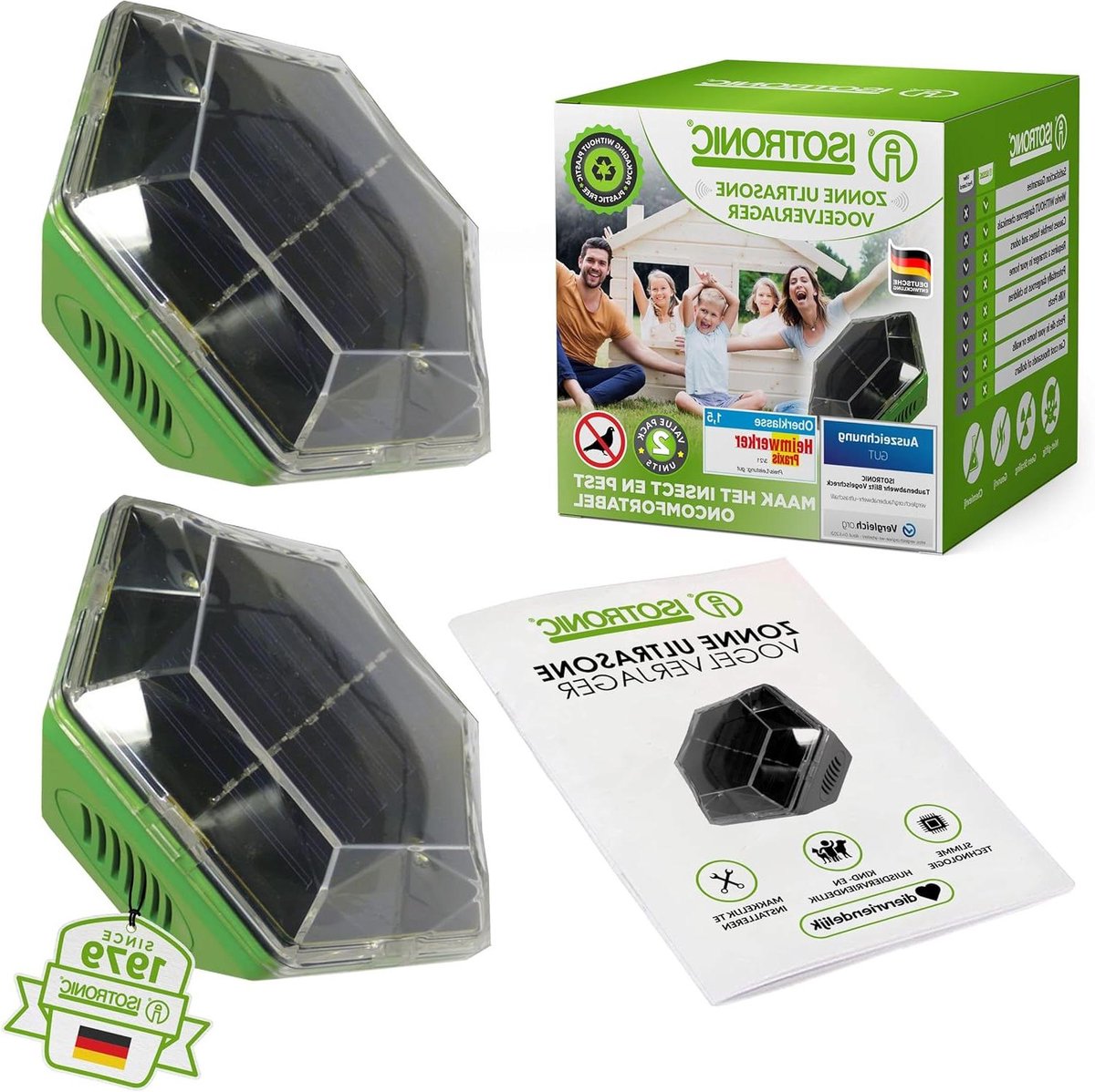 Ultrasone Vogelverjager - Dierenverjager Flitslicht - Dieren Buiten Houden - Zonnevoeding Energiebesparend - 150 m² Bereik - Zwart