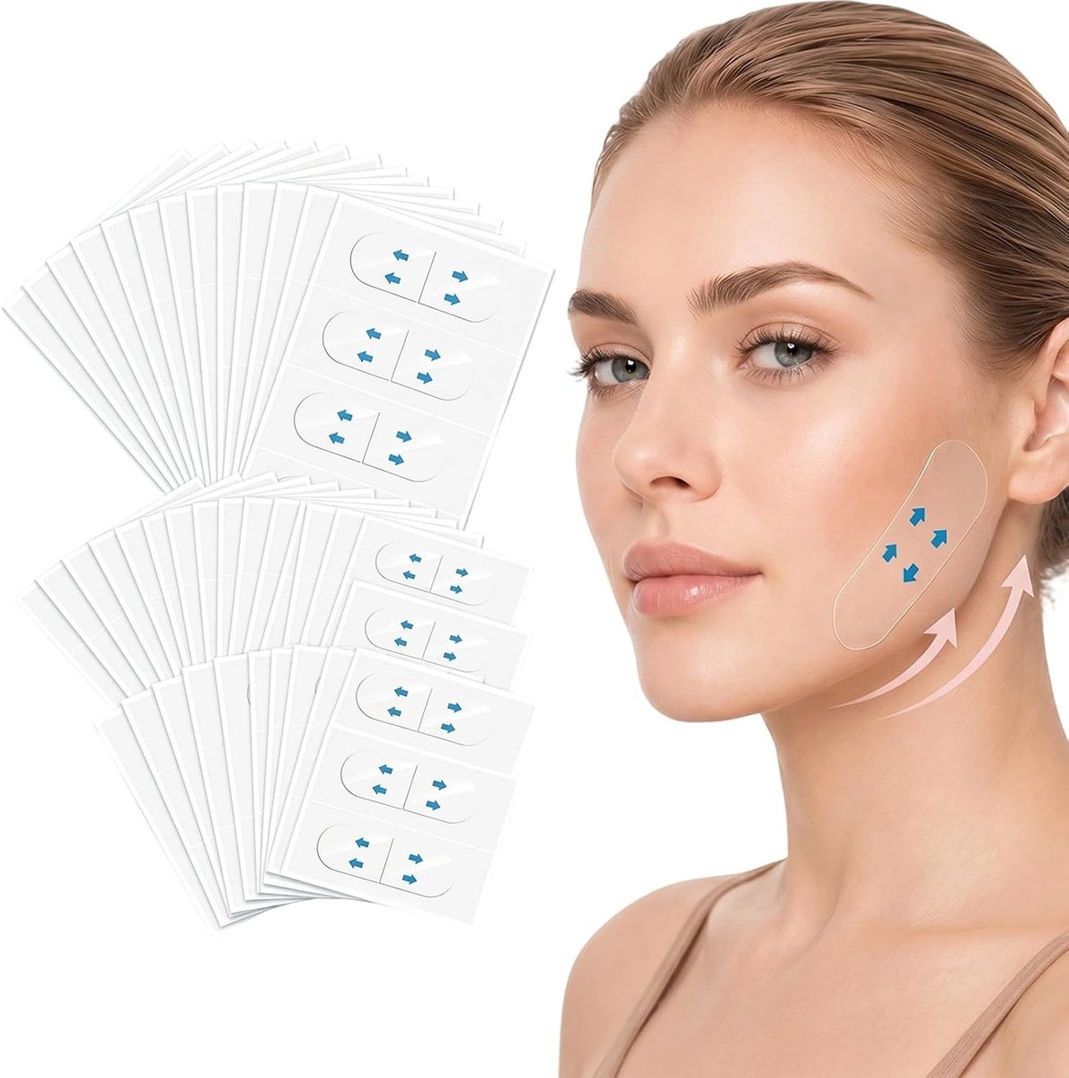 Effectieve Face Tape voor Lifting, V-lijn en Rimpelbestrijding, Stickers voor Dubbele Kin en Verslapte Ogen, Ideaal voor Make-up en Versteviging