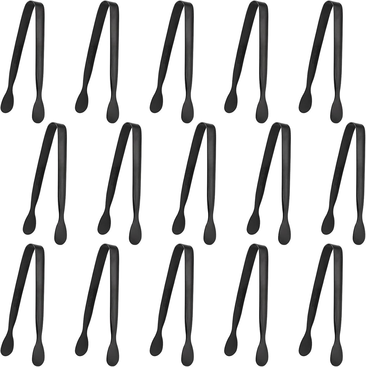 15 stuks kleine ijstang, suikertang, zwart, suikertang, ijstang, roestvrij staal, voor party, bar, ijs, koffie, keuken