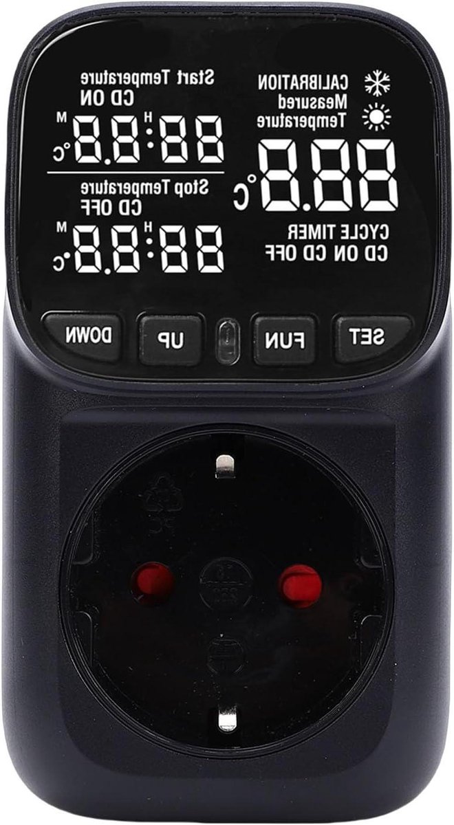 Slimme Thermostaat Plug - Temperatuurregelaar Aquarium - Aquarium Temperatuur Beheer - VA Display Scherm - -40℃ Tot 120℃ - Zwart