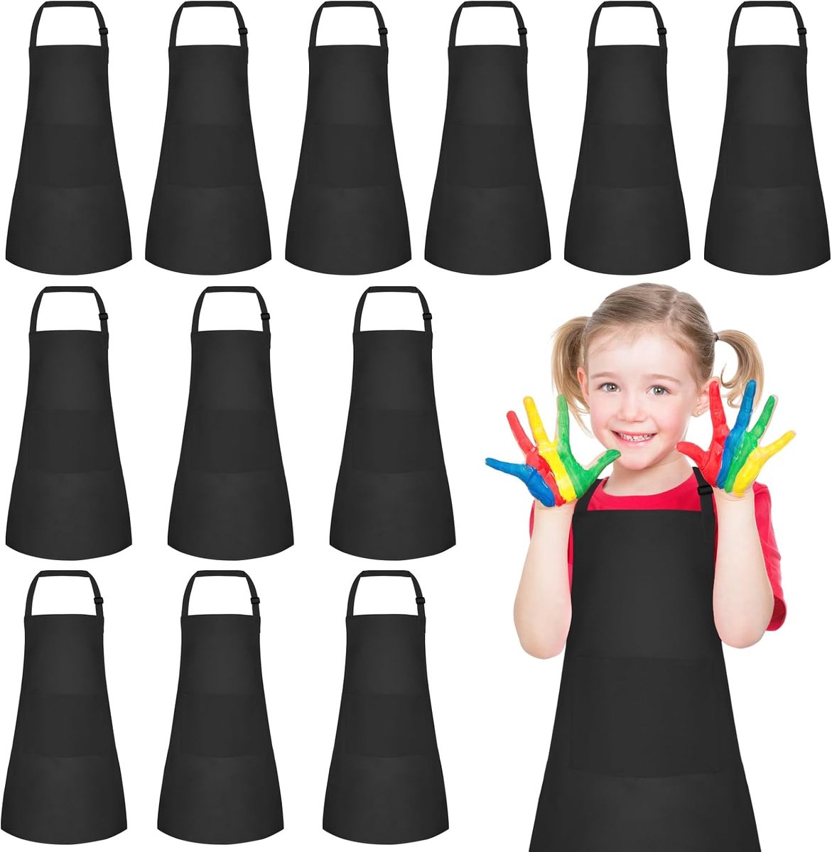 SnelShoppen - 15-delige Kinderschort Set Verstelbaar Kinderen Kunst Schort met 2 Zakjes Geschikt voor Bakken en Schilderen