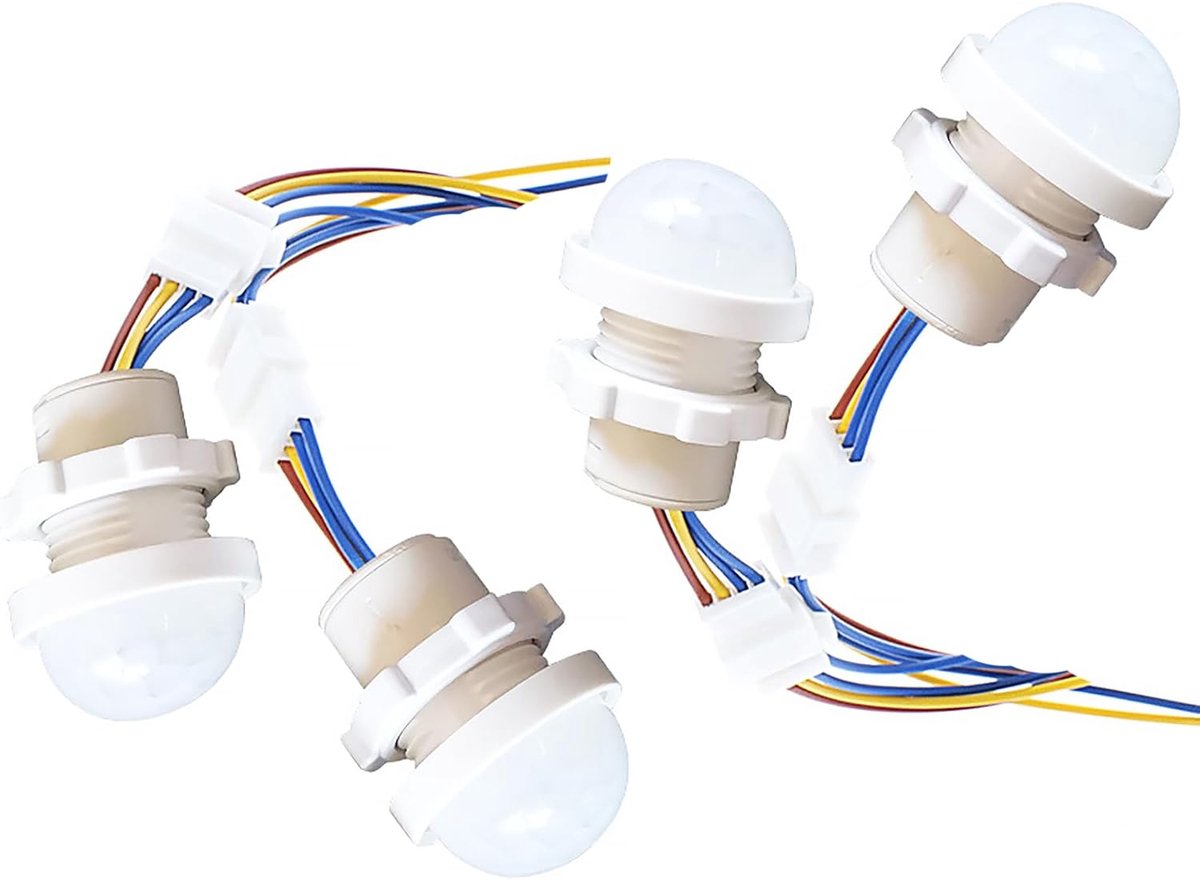 SnelShoppen - PIR Bewegingsdetector Module, 4 Stuks, 85-265 V, Bewegingssensor, Lichtschakelaar, PIR Activerende Sensor, Detectieafstand 3-6 m, Geschi