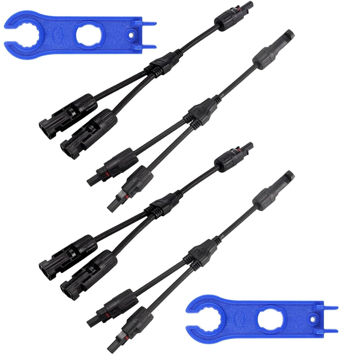 SnelShoppen - 2 Pairs Zonnepanelen Kabels Y Splitter Kabel MMF+FFM voor Parallelle Fotovoltaïsche Aansluiting, 12 AWG, Zwarte Stekker voor Zonnepanele