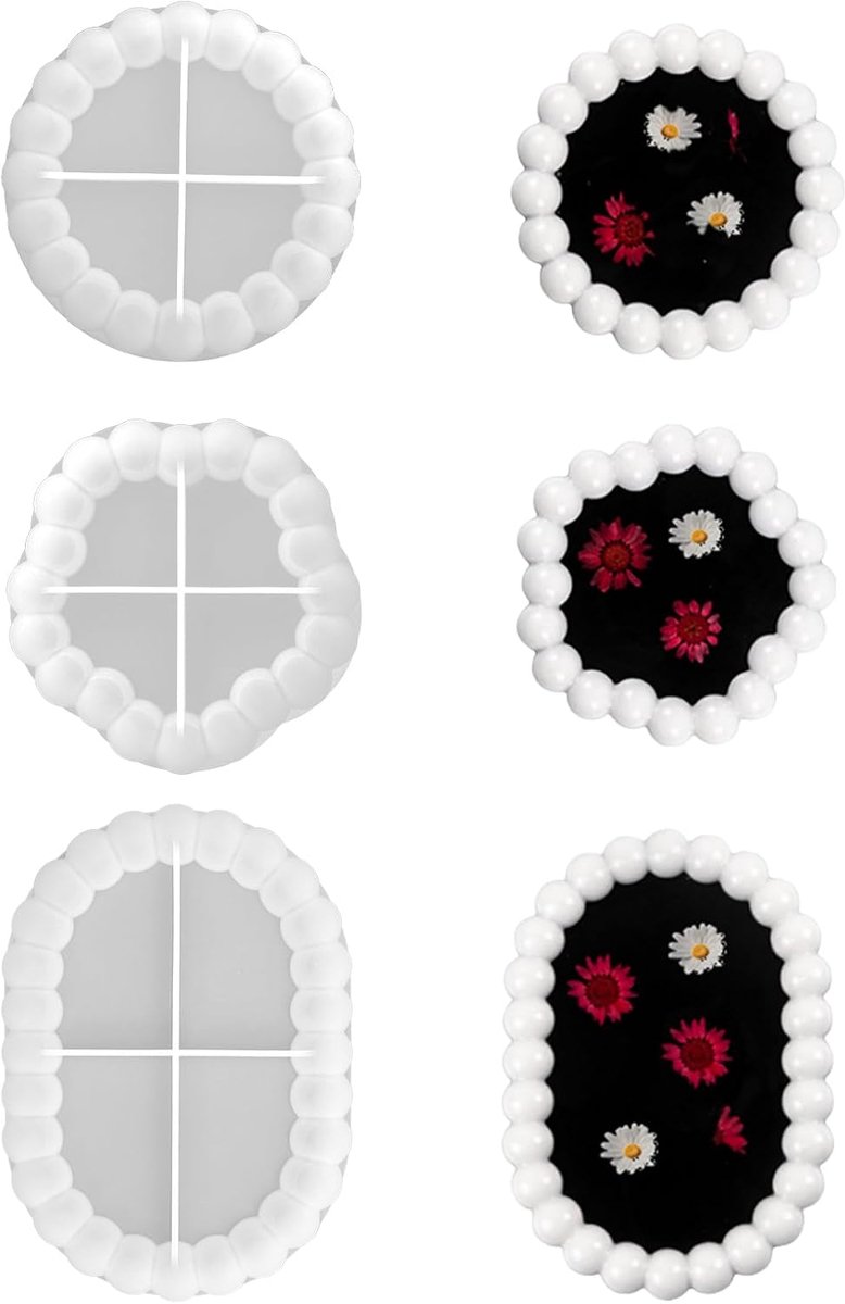 SnelShoppen - 3 Stuks Siliconen Mallen voor Coasters en Opbergdozen - Creatieve Vormgeving - Hoogwaardige Duurzame Silicone - Herbruikbaar en Milieuvr