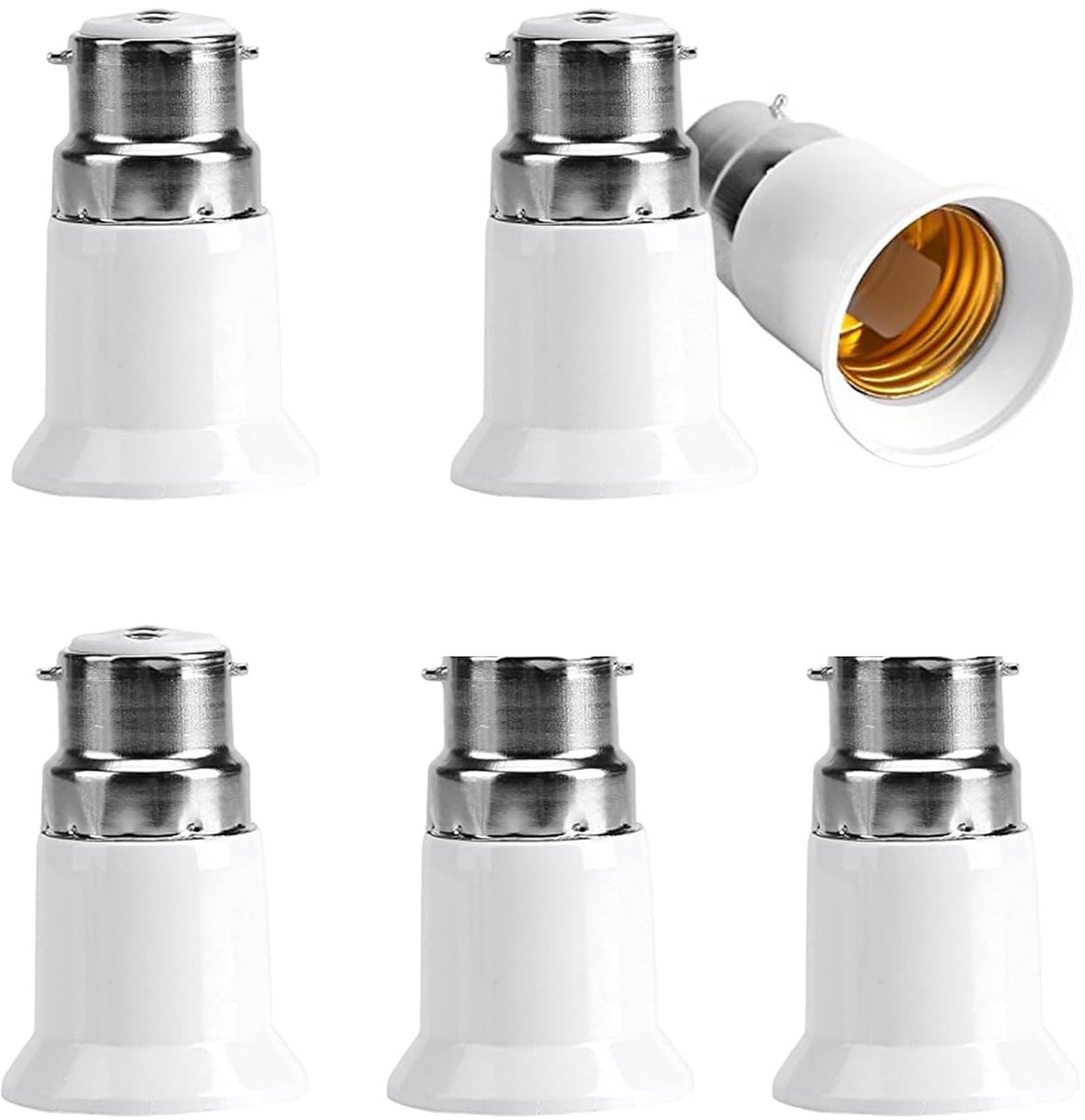 6pcs B22 to E27 Pedestal Adapter, B22 to E27 Lamp Base Adapter, Bayonet Lamp Fitting Converter, for LED Bulbs, Light - ShopVlot