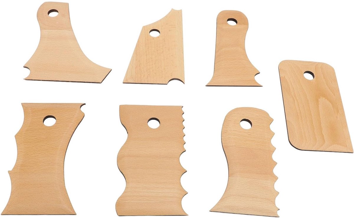SnelShoppen - Haofy Pottery Voetvormer Beuken Hout Rib Trim Tool Set voor Keramische Sculptuur - 7 Stuks voor Thuis Studio