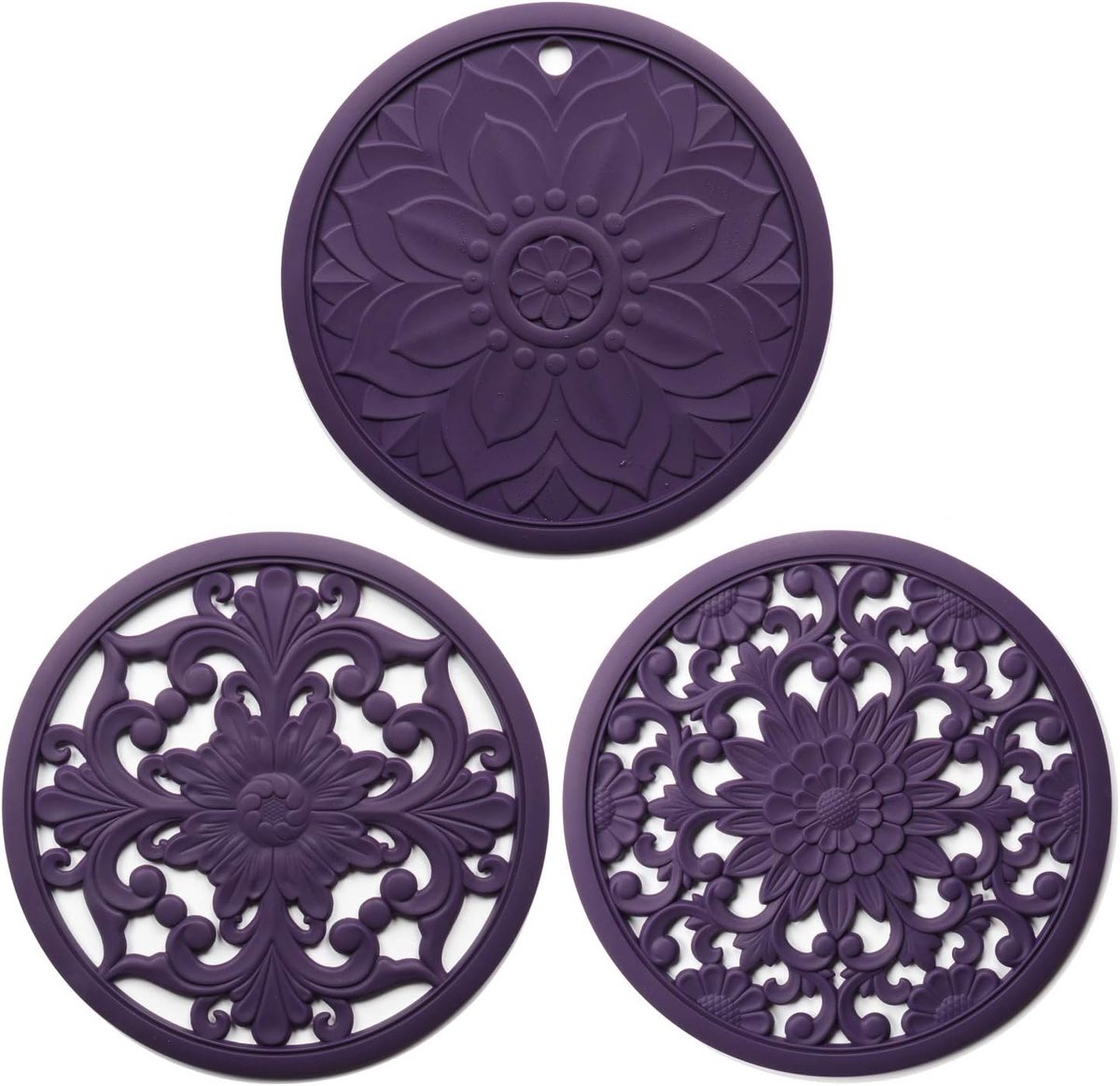 SnelShoppen - Set van 3 Silicone Onderzetters, Hittebestendige Multifunctionele Antislip Tafelmatten voor Pannen, Schalen, Lepelhouder, Keuken en Koke