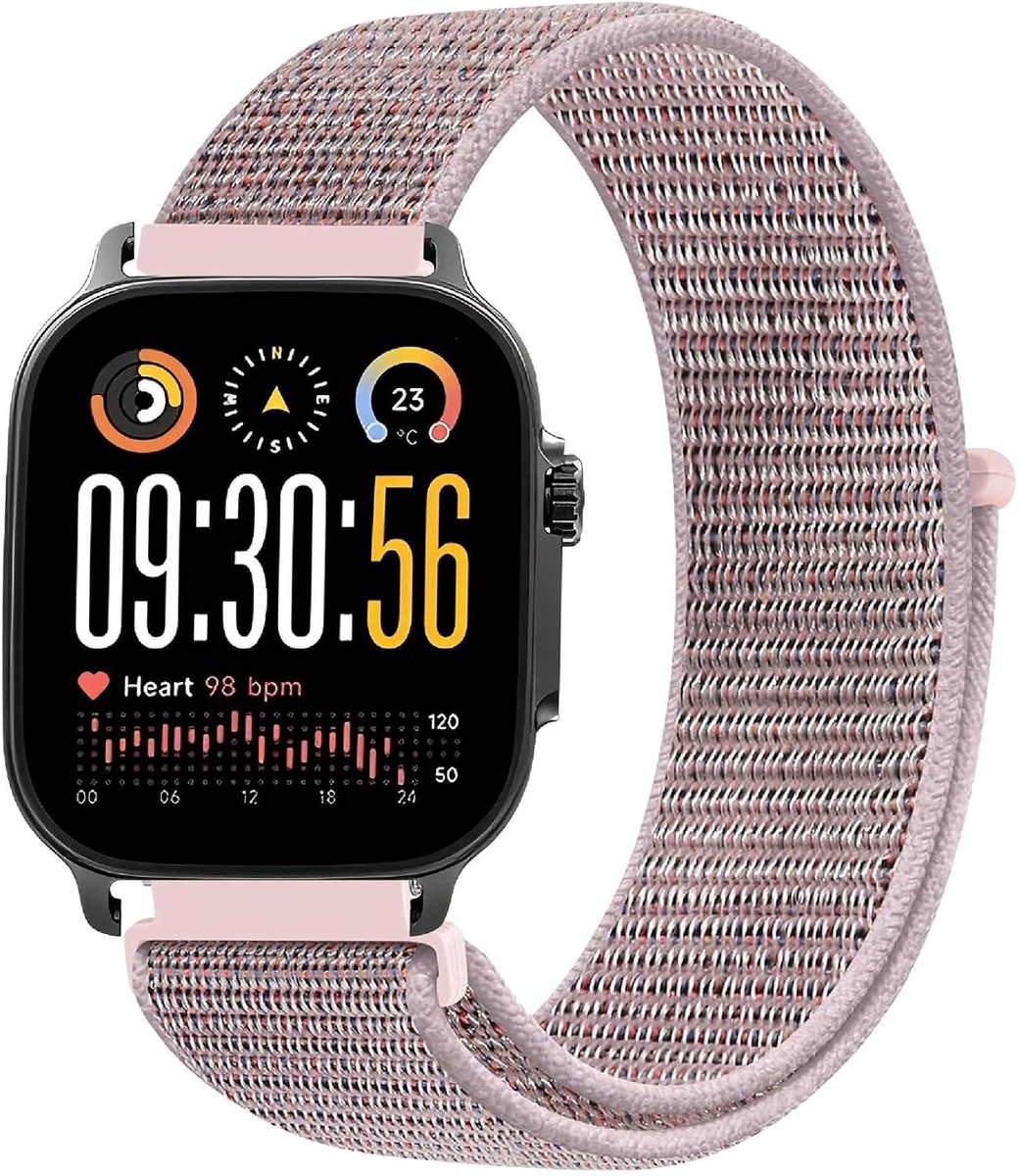 SnelShoppen - Nylon Horlogeband Geschikt voor Realme Watch 5 - Vervangende Sportband - Gevlochten Armband voor Mannen en Vrouwen - Roze - Lichtgewicht