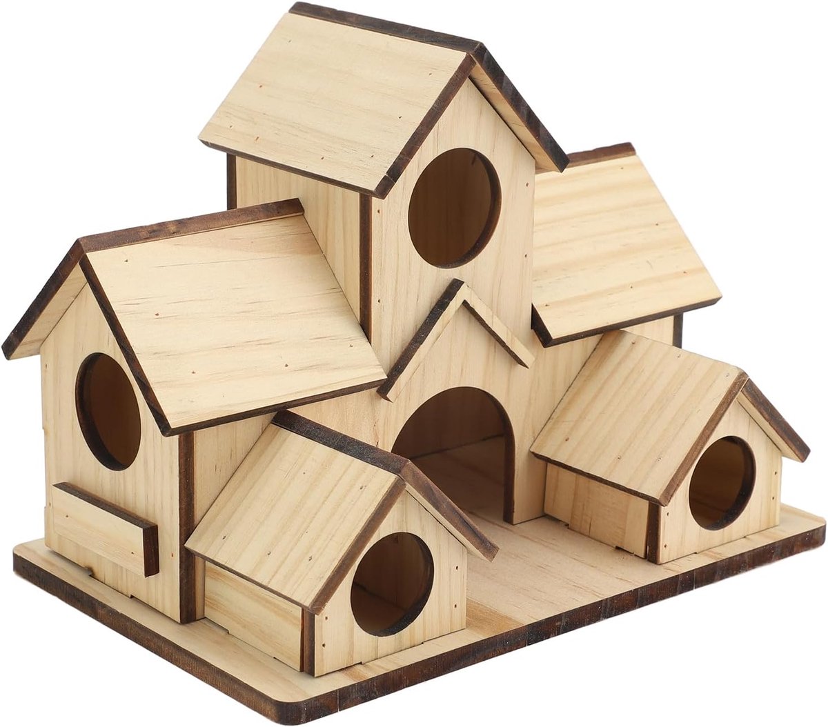 SnelShoppen - Ongeverfde Houten Vogelhuis Voor Schilderen, Hangend Vogelhuis Met Kunstontwerp, Decoratieve Vogelhuizen Voor Binnen Buiten Tuin 20x15x1