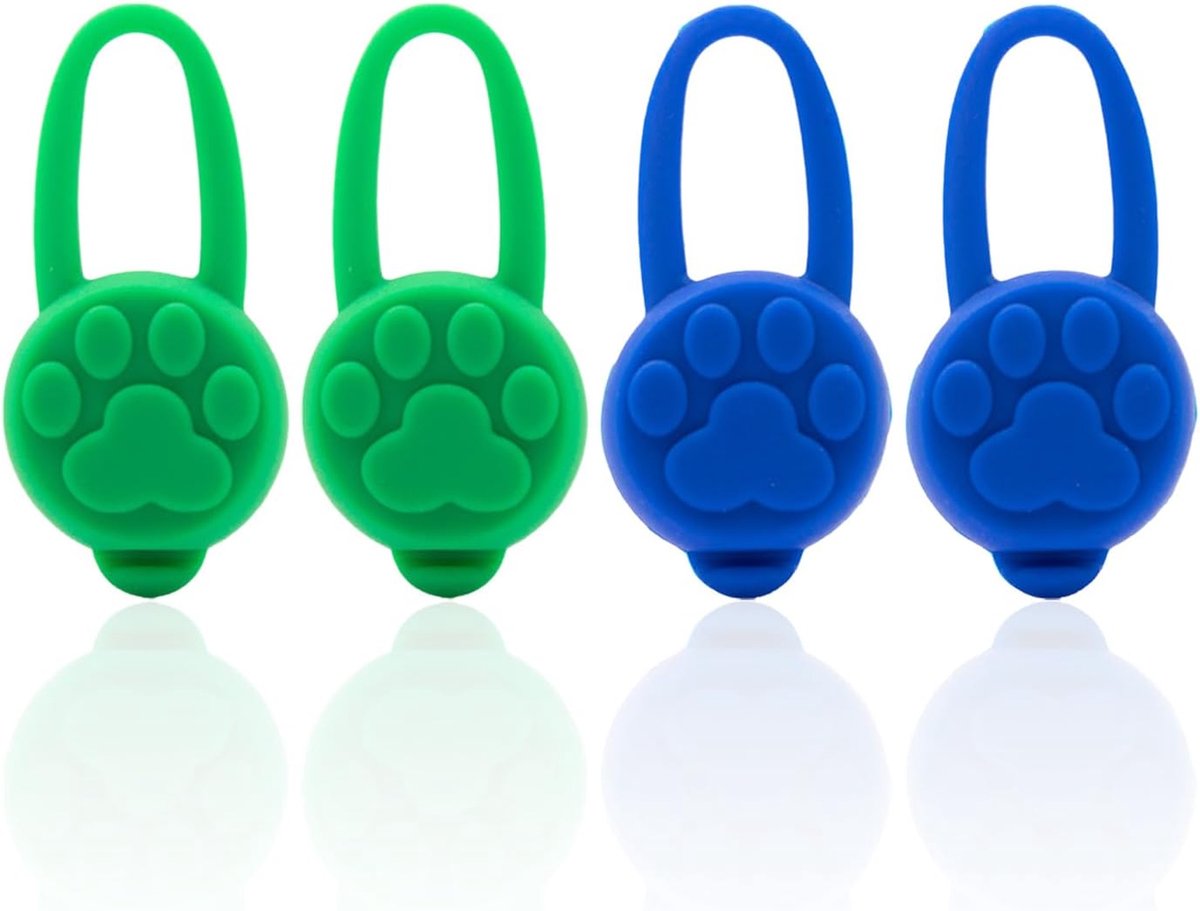 SnelShoppen - 4 Stuks Silicone Luminous Hangers voor Huisdierhalsbanden, Nachtverlichting, Pet Collar Accessoires, Groene en Blauwe Kleur, Ideaal voor