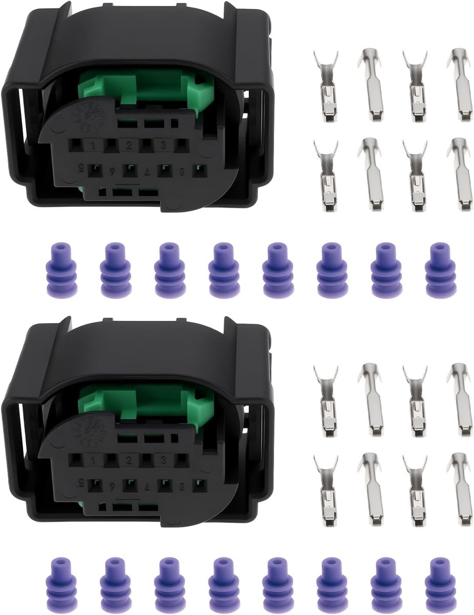 SnelShoppen - 2 Set 8 Pin Radar Sensor Connector met terminal rubber plug 4F0972708 voor Volkswagen - Compatibel met auto's en bedrijfsvoertuigen, com