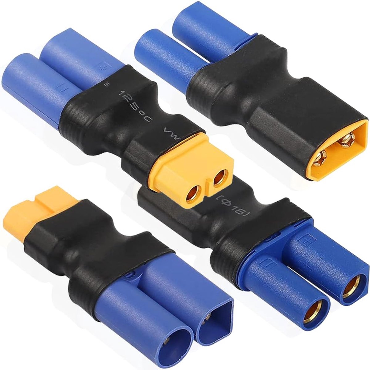 SnelShoppen - XT60 naar EC5 Stekker Adapter, EC5 Mannelijk naar XT60 Vrouwelijk & EC5 Vrouwelijk naar XT60 Mannelijk Plug voor LiPo Accu Aansluiting A