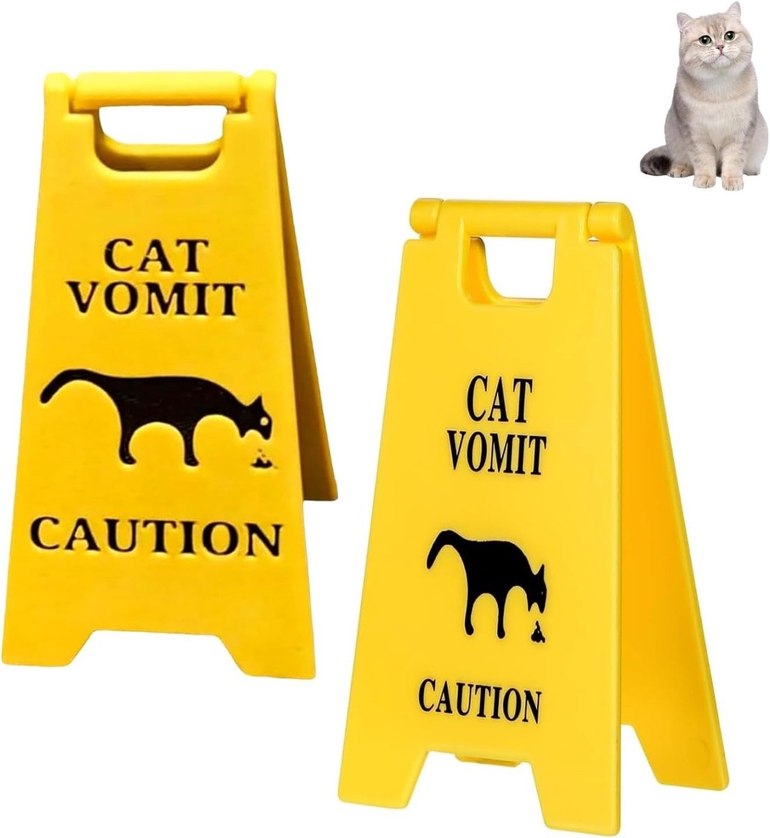 Waarschuwingsteken voor Kattenbraken - 2 Stuks 3D Geprinte Grappige Signalen voor Thuis of Dierenruimtes (10cm) - Kattenaccessoires, Huisdecoratie, Dierenveiligheid