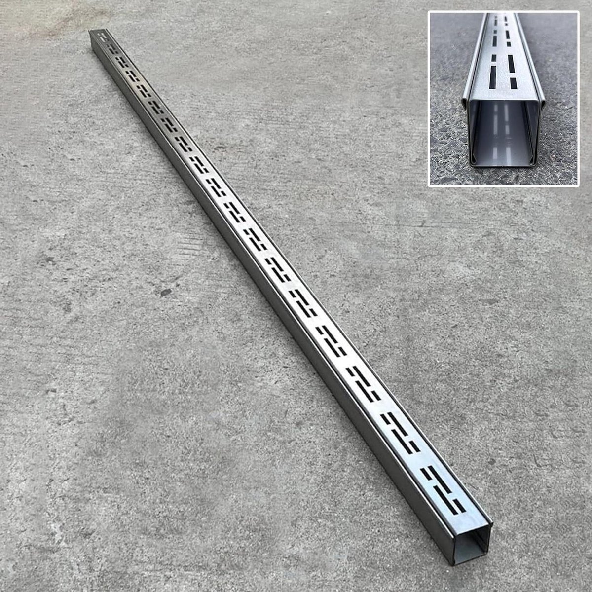 Kanaalafvoer Roestvrijstaal - Lineaire Afvoer Zeef - Buitenwater Beheer - Hoge Belastbaarheid Slipvast - 100 cm - Zilver